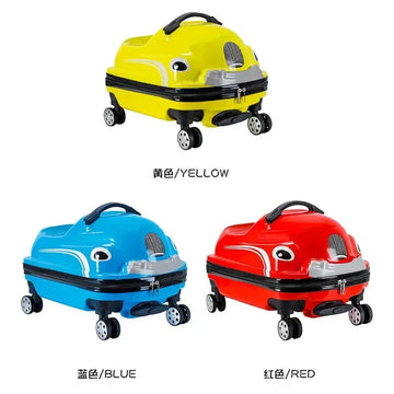 Children's Suitcase - on Wheels Cartoon Can Sit to Ride Rolling Luggage Spinner Suitcase Cabin Carry on Travel Bag Trolley Case - Travelage - Bags and Luggage Store