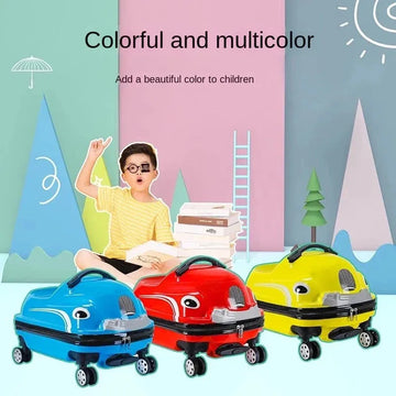 Children's Suitcase - on Wheels Cartoon Can Sit to Ride Rolling Luggage Spinner Suitcase Cabin Carry on Travel Bag Trolley Case - Travelage - Bags and Luggage Store