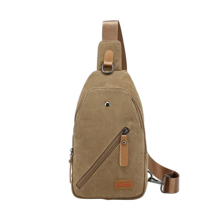 POSO PS-215 - Vintage Retro Unisex Cross Strap Chest Pack Canvas Bag