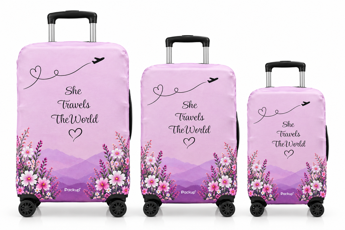 PACKUP Premium Printed Luggage Cover – Stylish Travel Suitcase Protector