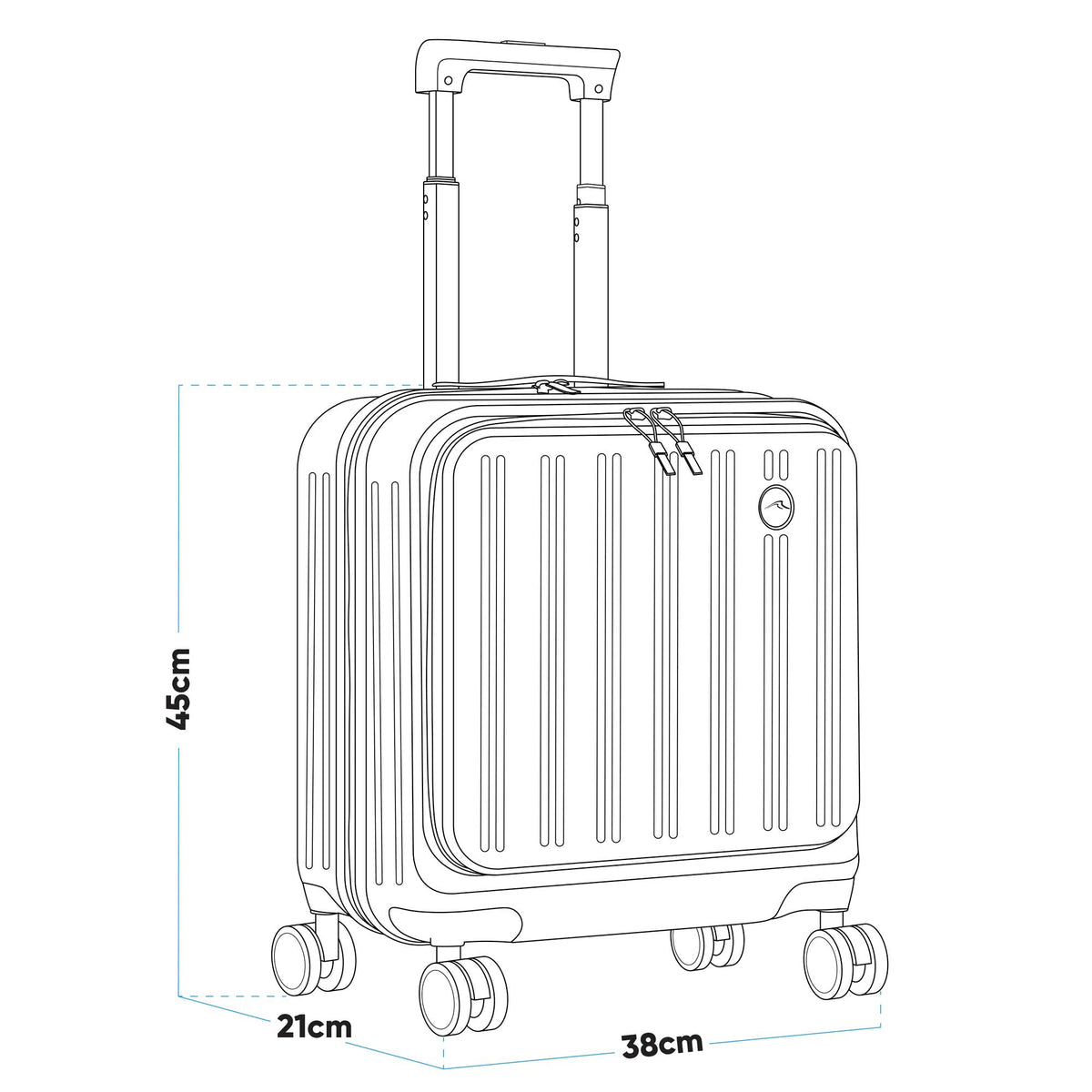 Dellonda- 18" Cabin Size Luggage with Laptop Compartments, Dual TSA Lock, USB & 4 360° Wheels - DL156