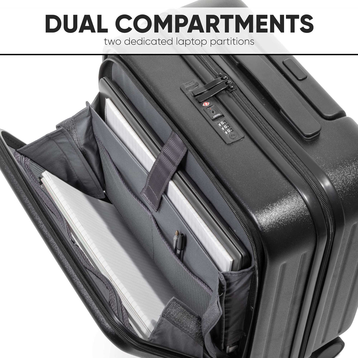 Dellonda- 18" Cabin Size Luggage with Laptop Compartments, Dual TSA Lock, USB & 4 360° Wheels - DL156