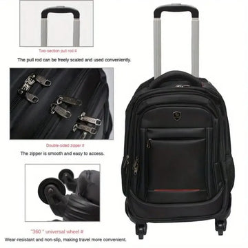 Business Travel Wheeled Backpack for Men & Women, Durable Water-Resistant, Adjustable Straps, Mature Style - Travelage - Bags and Luggage Store