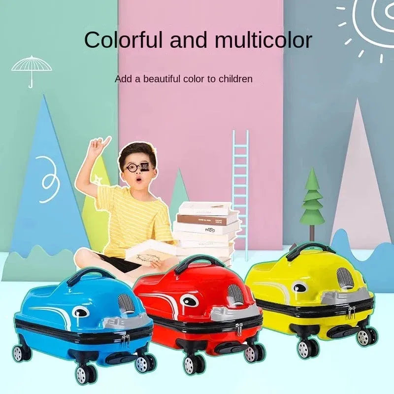 Children's Suitcase - on Wheels Cartoon Can Sit to Ride Rolling Luggage Spinner Suitcase Cabin Carry on Travel Bag Trolley Case - Travelage - Bags and Luggage Store