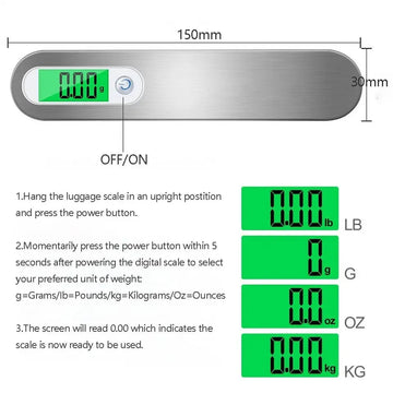 Digital Luggage Scale (without box)50kg Portable Electronic Scale Weight Balance Suitcase Travel Bag Hanging Steelyard Hook Fishing Scale - Travelage - Bags and Luggage Store