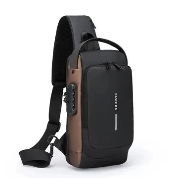 Fashion Men Sling Bag Pack with Lock Waterproof -Theft Chest Bag with USB Charging Port Shoulder Bag Body Backpack - Travelage - Bags and Luggage Store