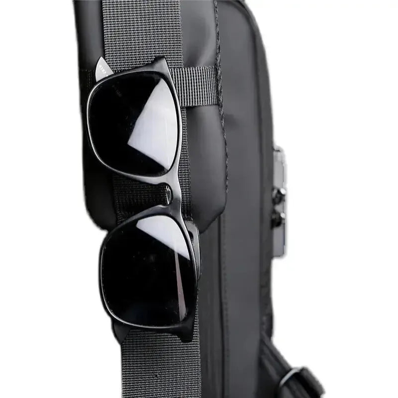 Fashion Men Sling Bag Pack with Lock Waterproof -Theft Chest Bag with USB Charging Port Shoulder Bag Body Backpack - Travelage - Bags and Luggage Store