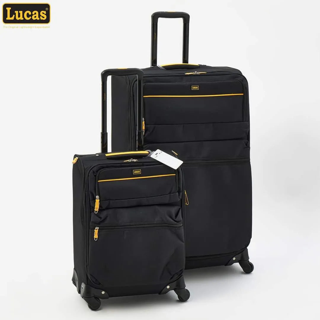 LUCAS - Black Tuscany Softshell Suitcases - Travelage - Bags and Luggage Store