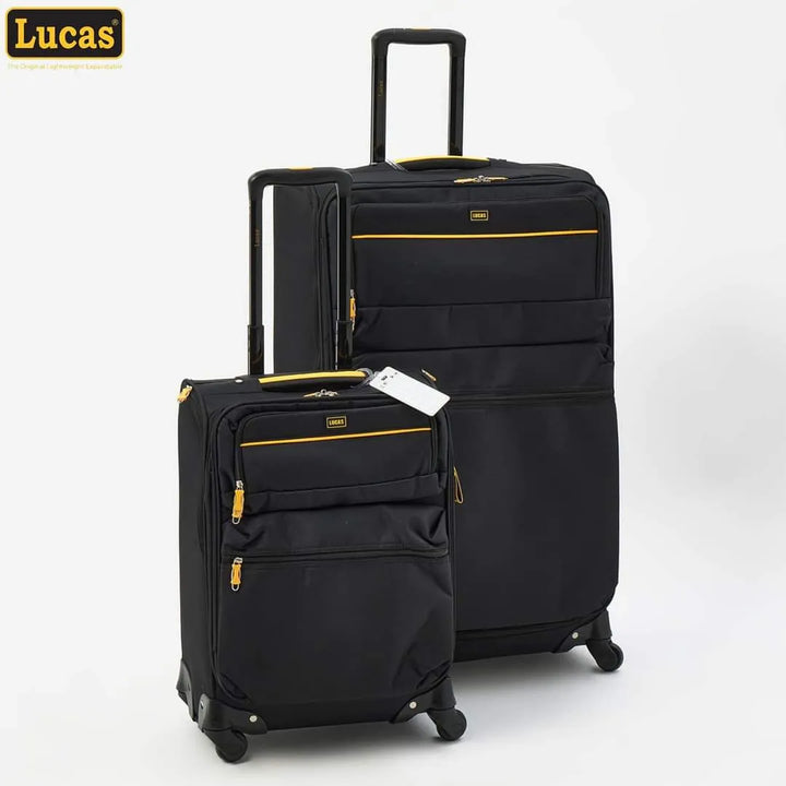 LUCAS - Black Tuscany Softshell Suitcases - Travelage - Bags and Luggage Store