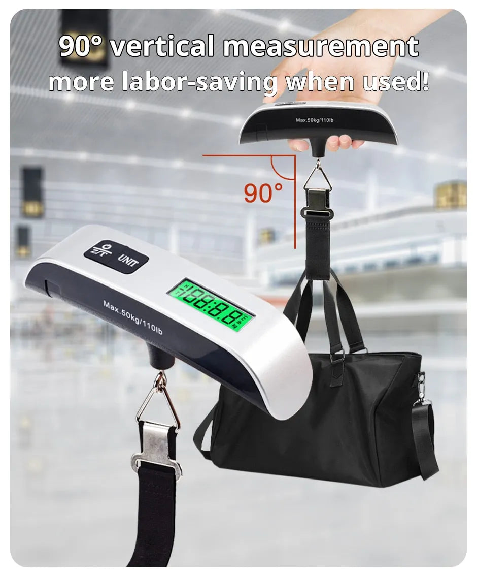 Luggage Scale Digital - LCD Display - 110lb/50kg Electronic Luggage Hanging Suitcase Travel Weighs Baggage Bag Weight Balance - Without Box - Travelage - Bags and Luggage Store