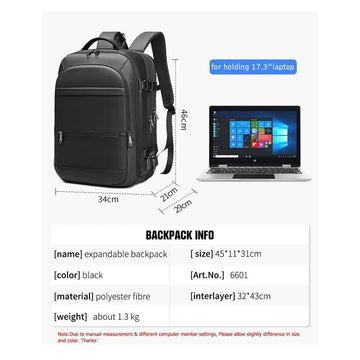 POSO 17.3 LAPTOP BACKPACK DAILY BUSINESS TRAVEL WITH USB PORT MODEL PS-660